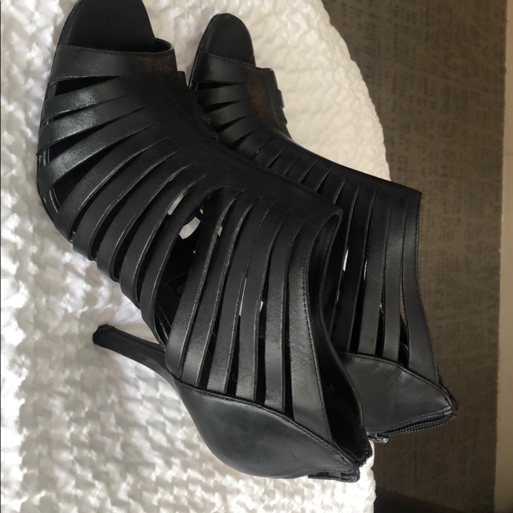 Steven by Steve Madden Black Leather Open Bootie